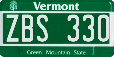 VT license plate ZBS330