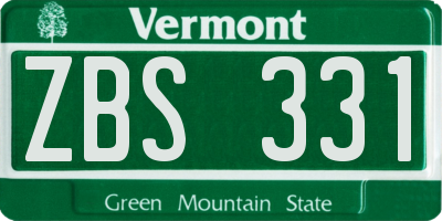 VT license plate ZBS331