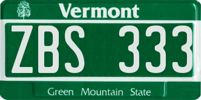 VT license plate ZBS333