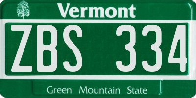 VT license plate ZBS334