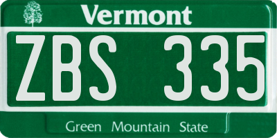 VT license plate ZBS335