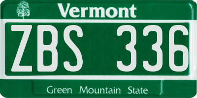 VT license plate ZBS336