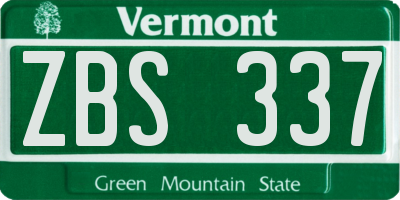 VT license plate ZBS337