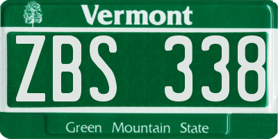 VT license plate ZBS338