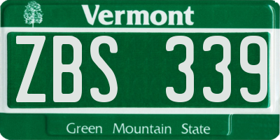 VT license plate ZBS339