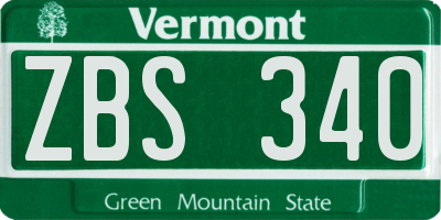 VT license plate ZBS340