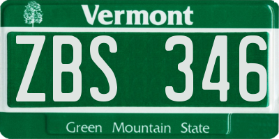 VT license plate ZBS346
