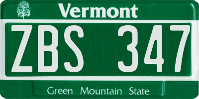 VT license plate ZBS347