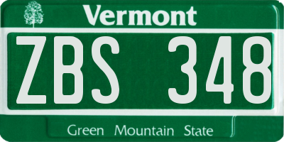 VT license plate ZBS348