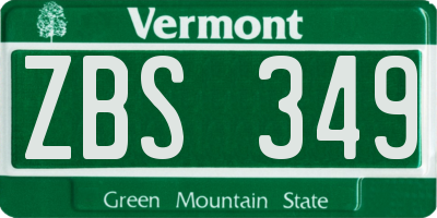 VT license plate ZBS349