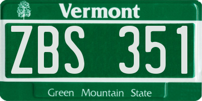 VT license plate ZBS351