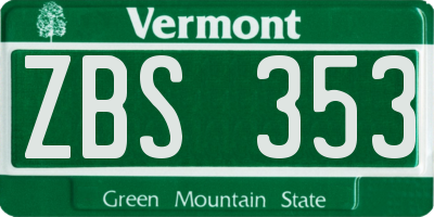 VT license plate ZBS353