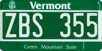 VT license plate ZBS355