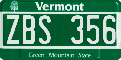 VT license plate ZBS356