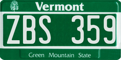 VT license plate ZBS359