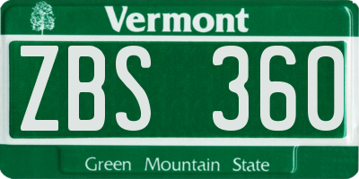 VT license plate ZBS360