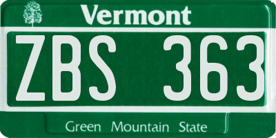 VT license plate ZBS363