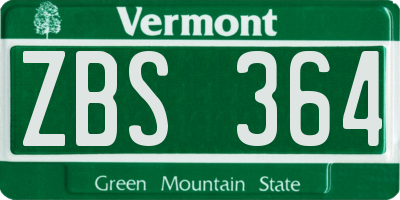 VT license plate ZBS364