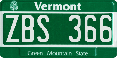 VT license plate ZBS366