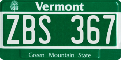 VT license plate ZBS367
