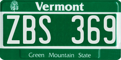VT license plate ZBS369