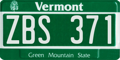 VT license plate ZBS371
