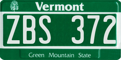 VT license plate ZBS372