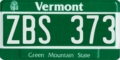 VT license plate ZBS373