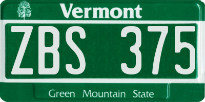 VT license plate ZBS375