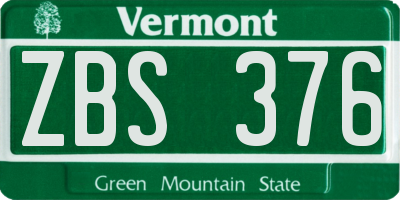 VT license plate ZBS376