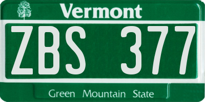 VT license plate ZBS377