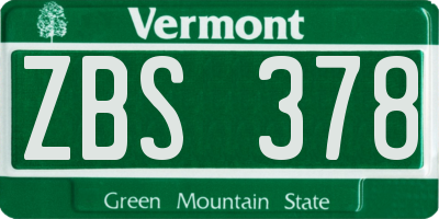 VT license plate ZBS378