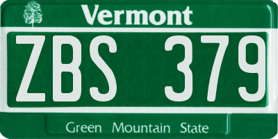 VT license plate ZBS379