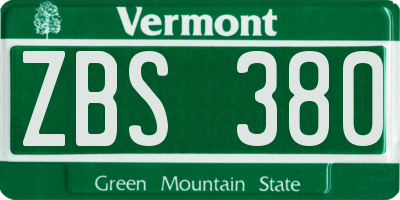 VT license plate ZBS380