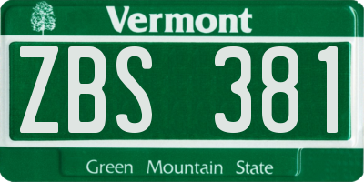 VT license plate ZBS381