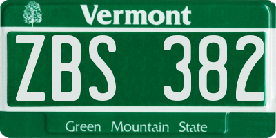 VT license plate ZBS382