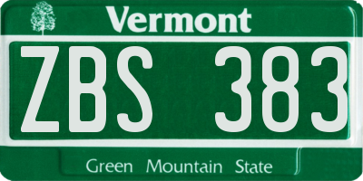 VT license plate ZBS383
