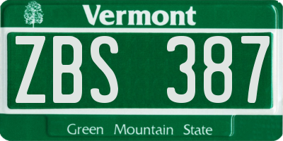 VT license plate ZBS387