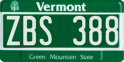 VT license plate ZBS388