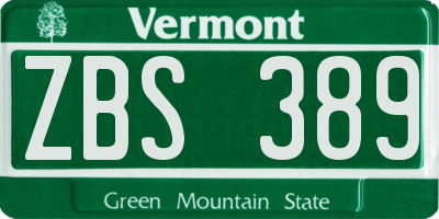 VT license plate ZBS389