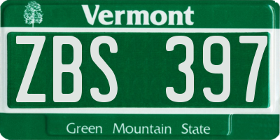 VT license plate ZBS397