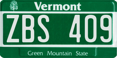 VT license plate ZBS409