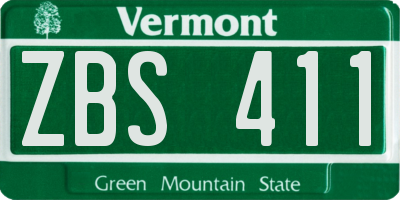 VT license plate ZBS411