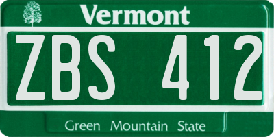 VT license plate ZBS412