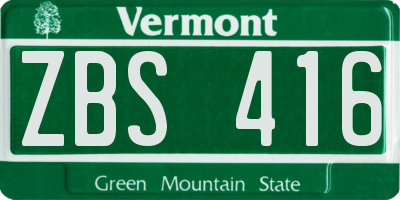 VT license plate ZBS416