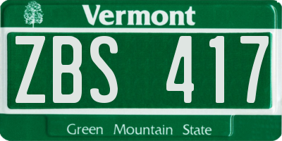 VT license plate ZBS417