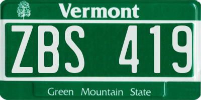 VT license plate ZBS419