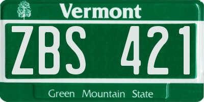 VT license plate ZBS421