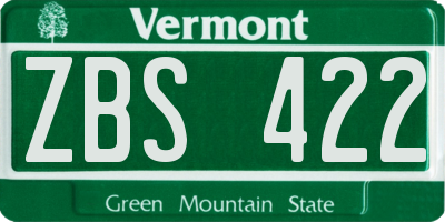 VT license plate ZBS422