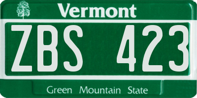 VT license plate ZBS423